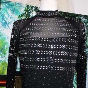 RHINESTONE COCKTAIL DRESS, BLACK XL